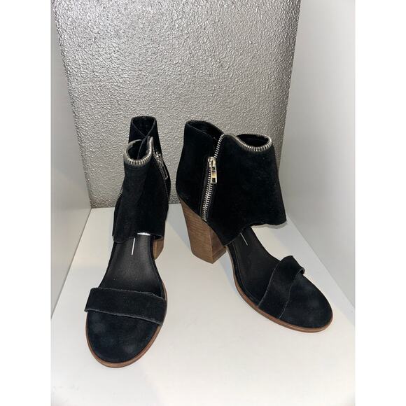 Dolce Vita Edgy Artsy Preppy Festival Suede Open Toe Ankle Strap 4” Stacked Heel - Picture 1 of 8